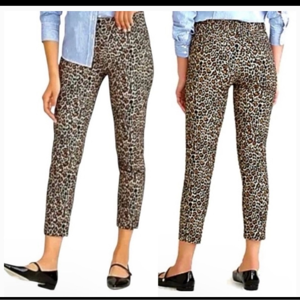 Womens J. Crew Leopard Cheetah Print Cropped Winnie Pant size 6